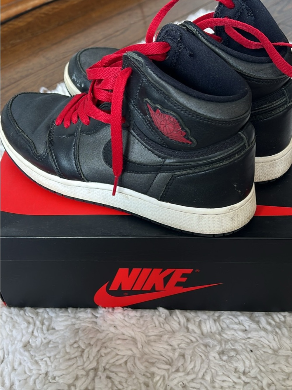 Nike Black and Red High-Top Basketball Sneakers